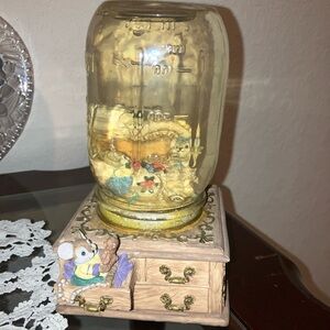 Charming Mouse Figurine Water Globe with Wooden Base